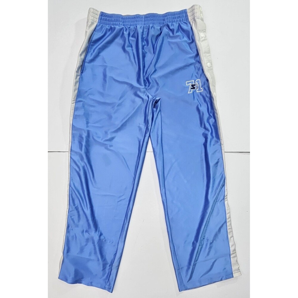 Vintage Starter Tear-Away Track Pants Mens Large Ocean Blue Snap Warm Up Shiny